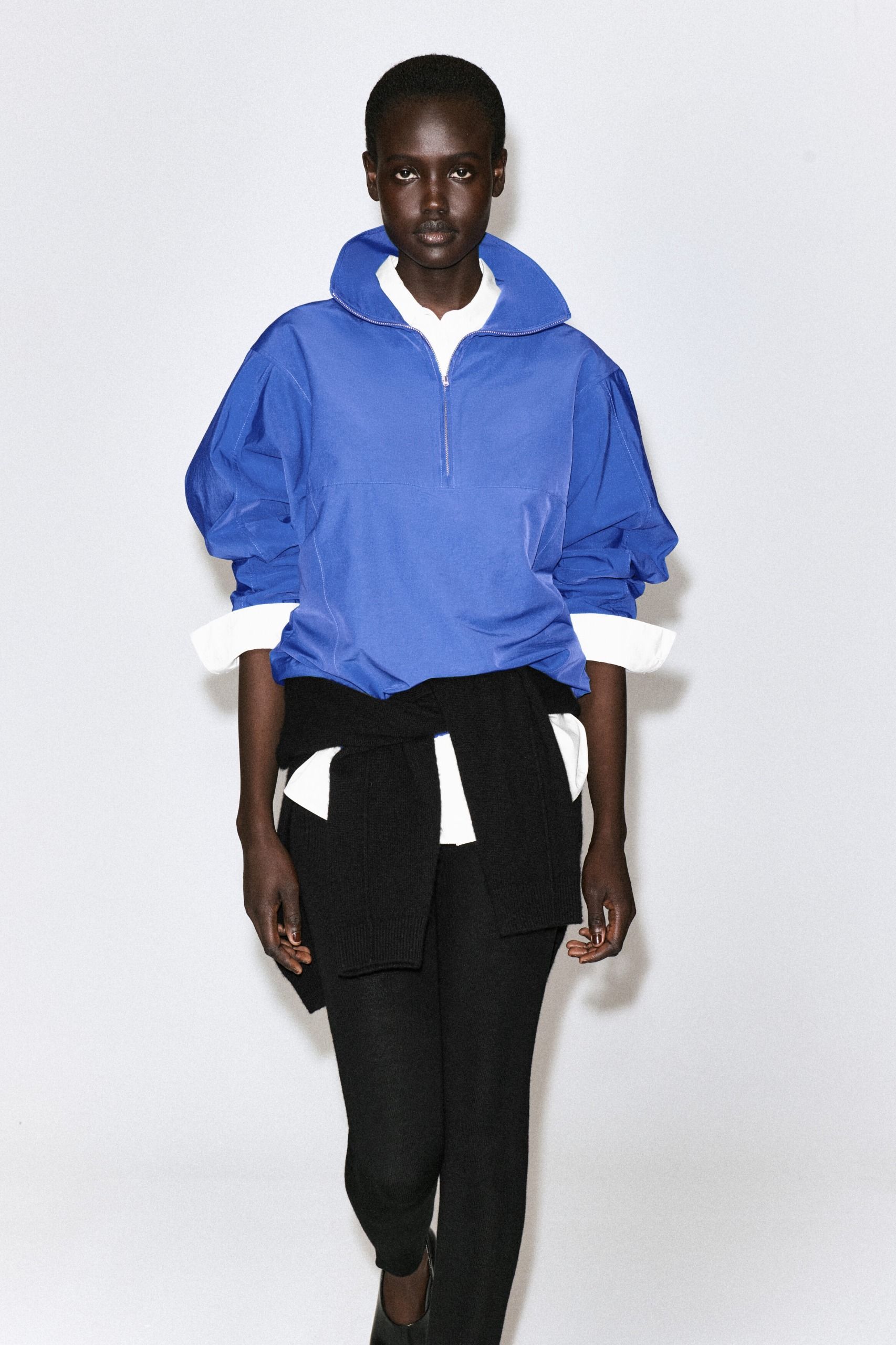 Zip-Up Blouson Shirt
