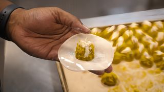 A dumpling being made on Chef's Table season 7