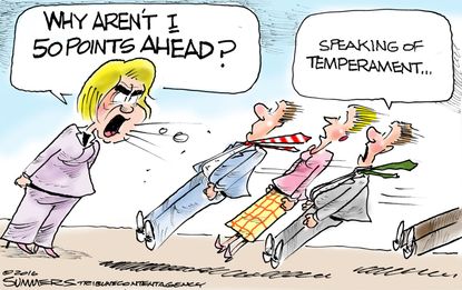 Political cartoon U.S. 2016 election Hillary Clinton polls