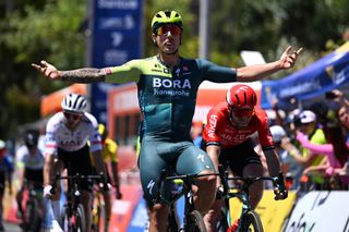 Sam Welsford (Bora-Hansgrohe) winning again in Australia at the Santos Tour Down Under in January