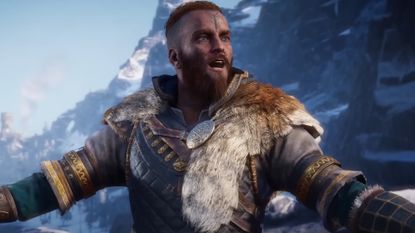 Assassin's Creed Valhalla characters with arms spread wide