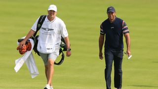 Lance Bennett and Tiger Woods at the Genesis Invitational