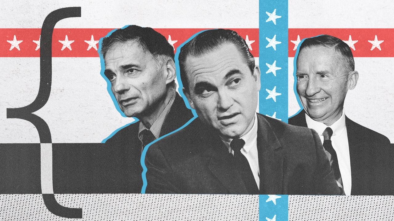 Illustration of George Wallace, Ross Perot and Ralph Nader