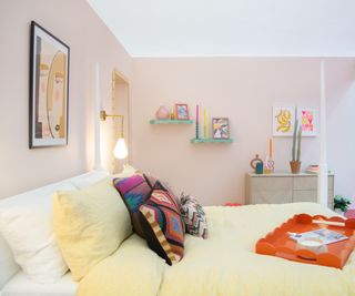 bedroom painted in pastel colours