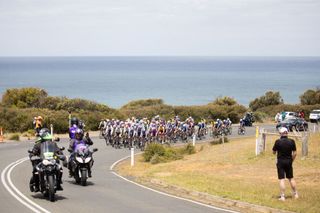 The women's peloton at the Great Ocean Road Race
