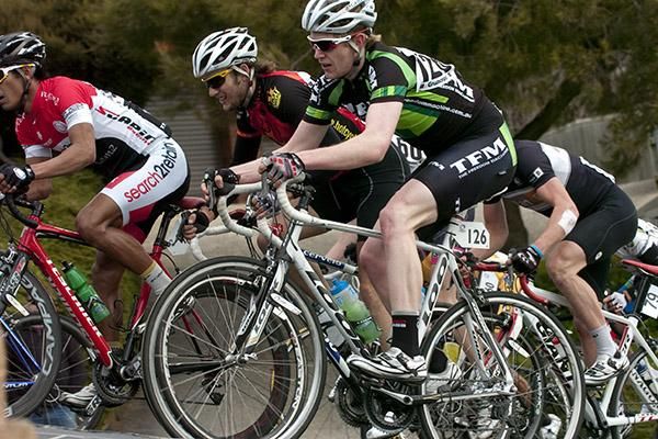 Nathan Elliott (West Coast Council) from Victoria finds his rythym on the climb.