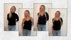 Antonia Kraskowski wearing four styles of black thermal tops