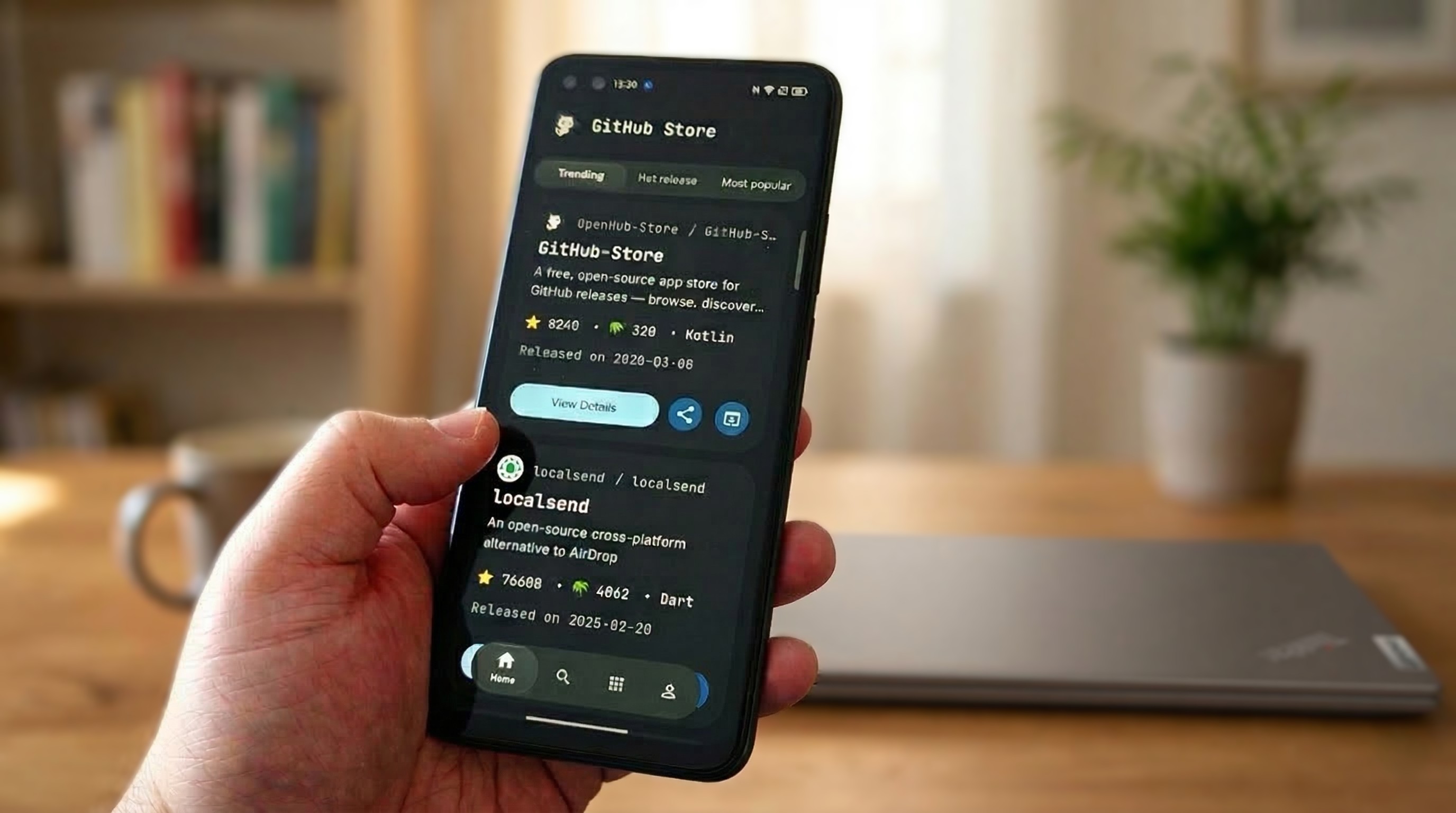 The GitHub Store app running on an Android phone. 