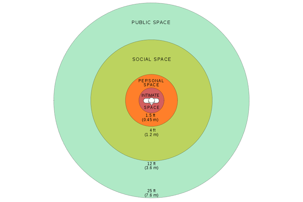 Diagram representation of personal space limits. 