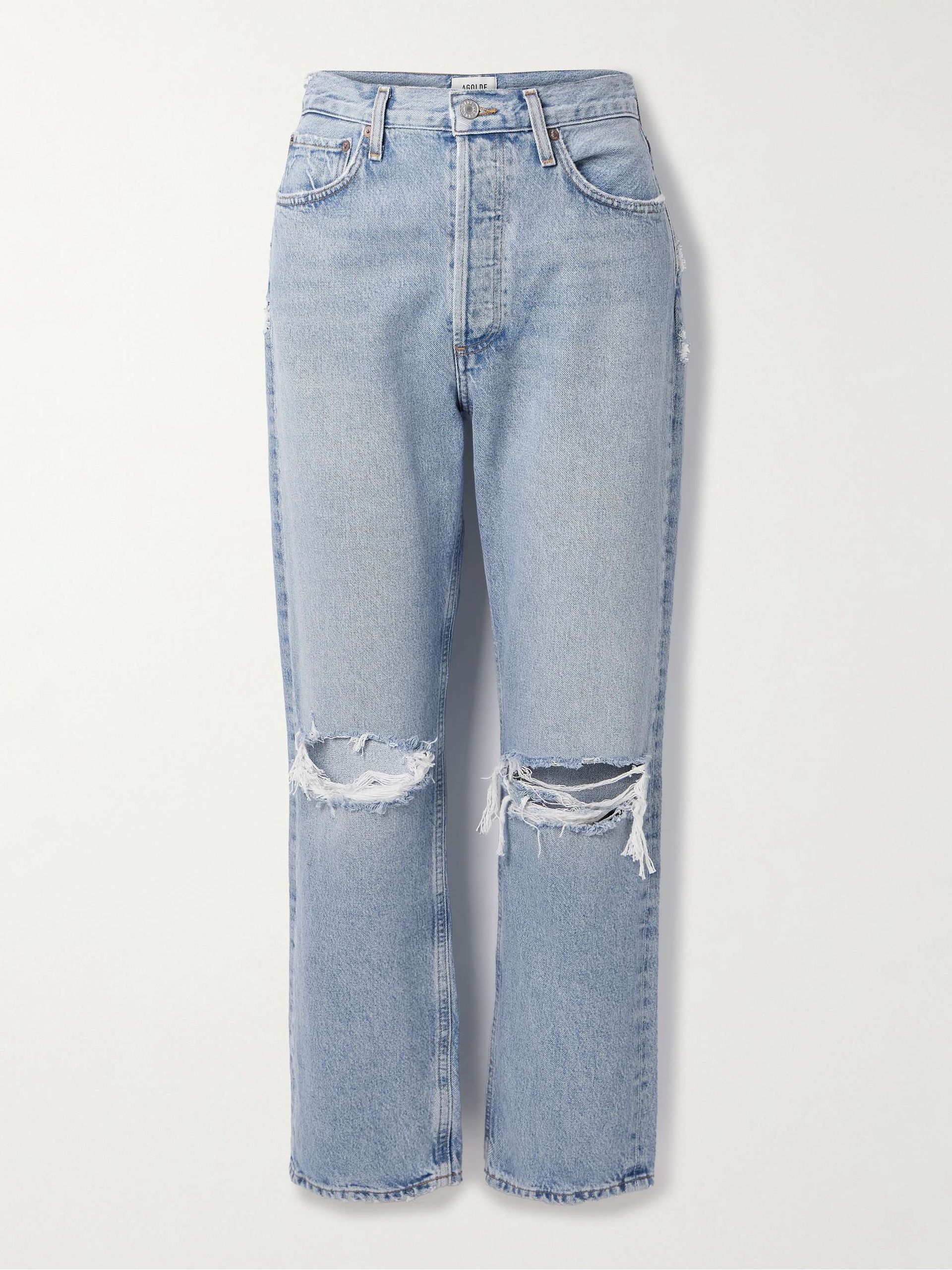 '90s Distressed Mid-Rise Straight-Leg Jeans