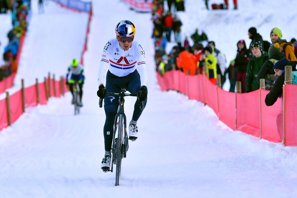 TRENTINO ITALY DECEMBER 12 Thomas Pidcock of The United Kingdom and INEOS Grenadiers competes during the 1st Val di Sole UCI CycloCross Worldcup 2021 Mens Elite CXWorldCup on December 12 2021 in Trentino Italy Photo by Luc ClaessenGetty Images