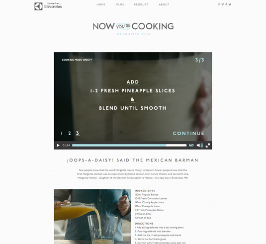 The videos on the Now You're Cooking Tumblr site feature an added cooking mode functionality