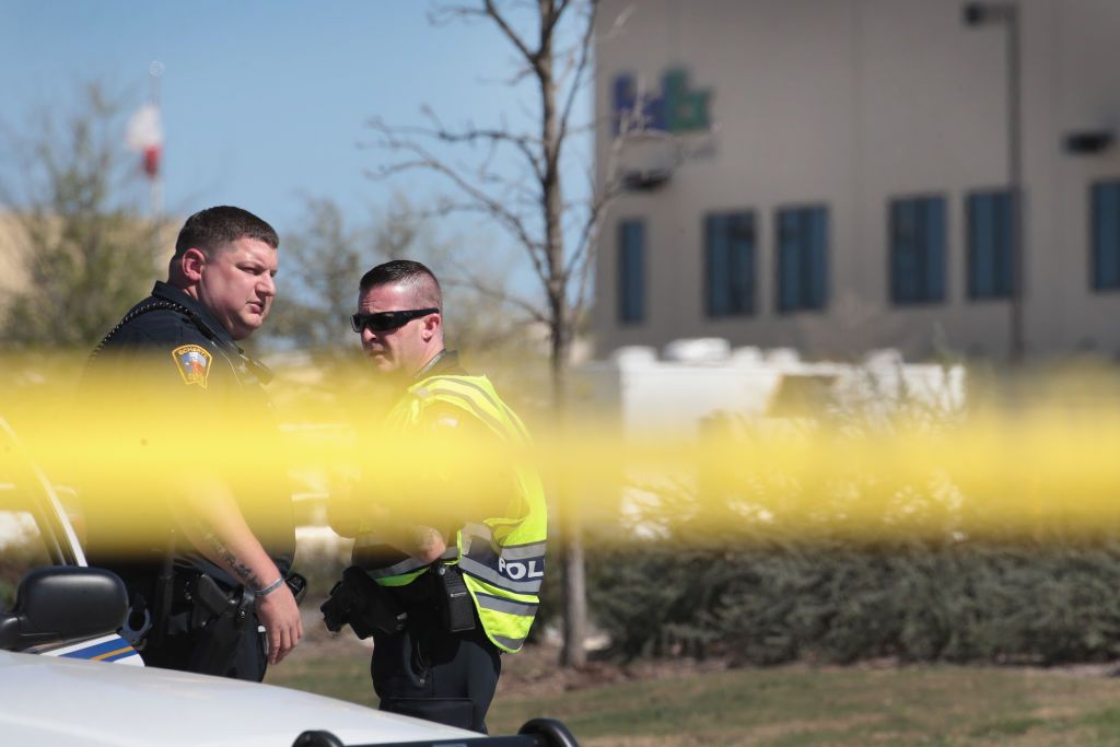 Police outside a FedEx in Texas.