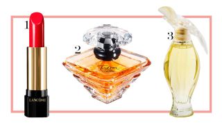 Amber, Perfume, Serveware, Lipstick, Barware, Peach, Bottle, Stationery, Writing implement, Cosmetics,