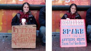 typography homeless signs