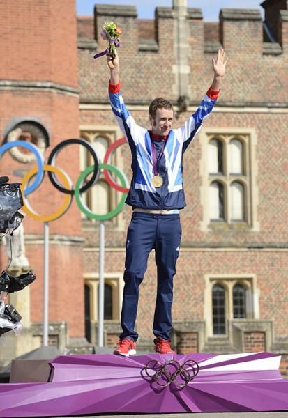 Bradley Wiggins (Great Britain) on the podium