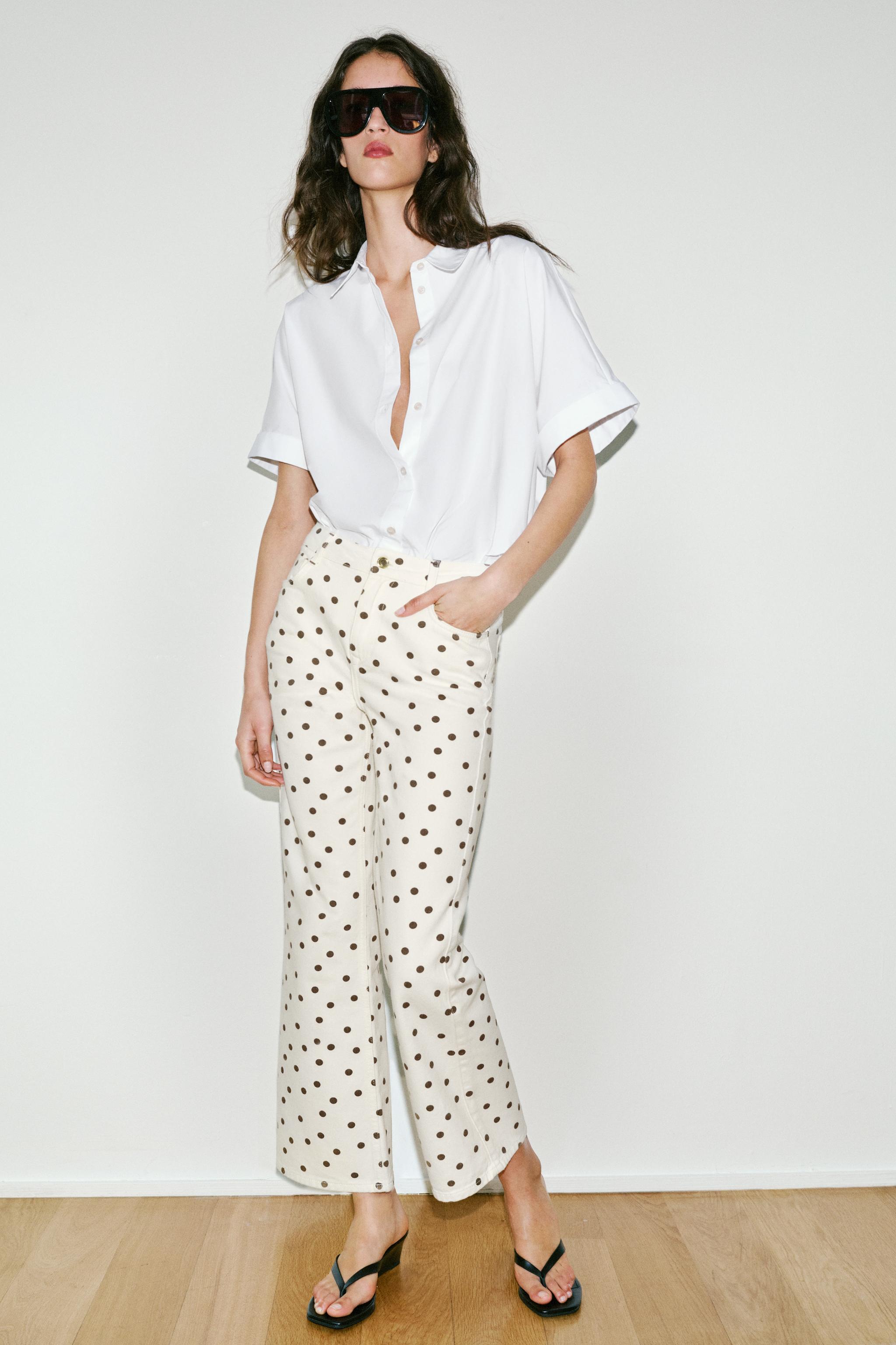 Z1975 Mid-Waist Mini Flare Jeans With Dots