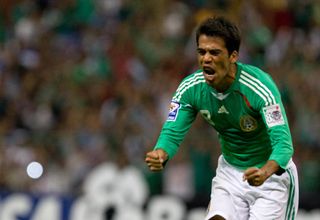 Pavel Pardo celebrates after scoring for Mexico against Honduras in 2008.