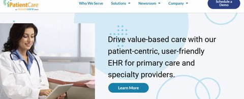 Website screenshot for iPatientCare EHR