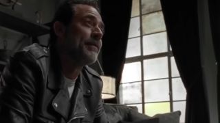 Jeffrey Dean Morgan in profile with a beard in The Walking Dead