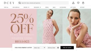best designer dress rental screenshot of DCEY website