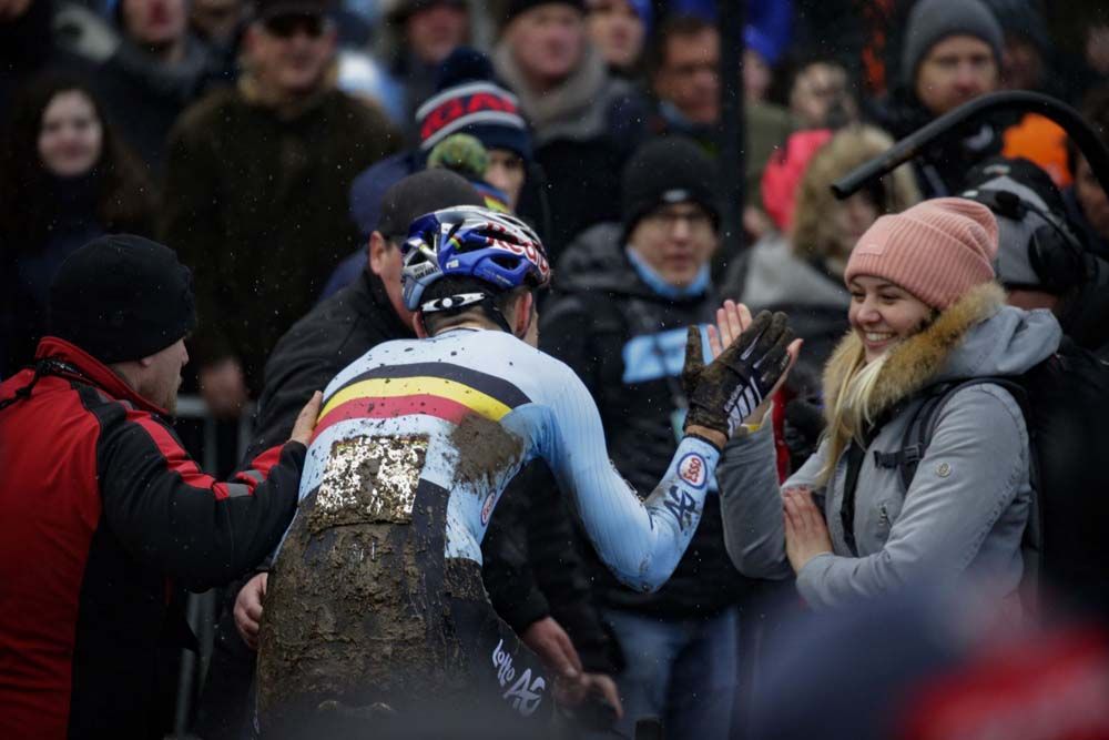 Wout Van Aert (Belgium) enjoys his win