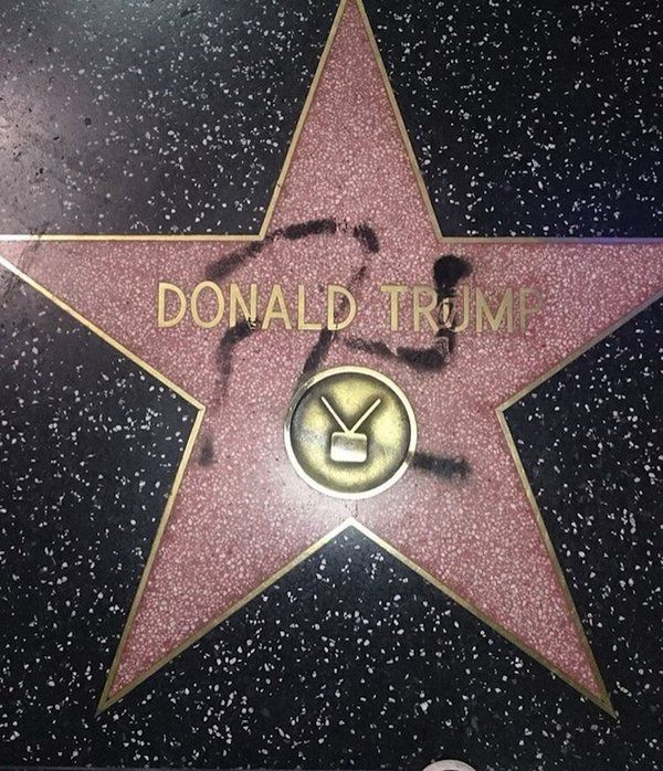 Donald Trump&amp;#039;s defaced Hollywood Walk of Fame star.