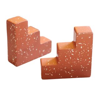 2 Pcs Terracotta Terrazzo Jesmonite Bookends