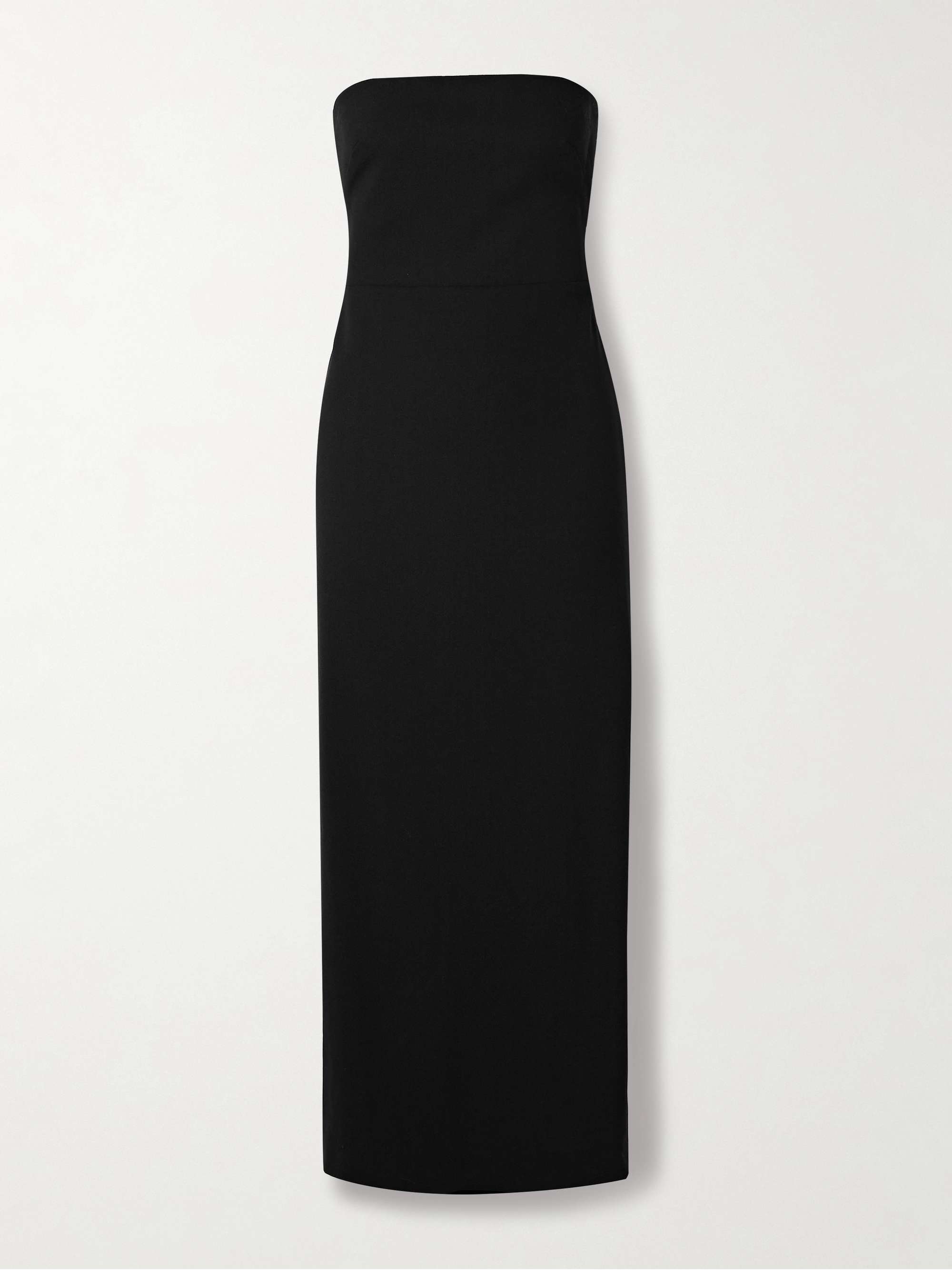 Strapless Wool-Blend Crepe Midi Dress