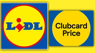 Lidl logo and Tesco Clubcard prices logo