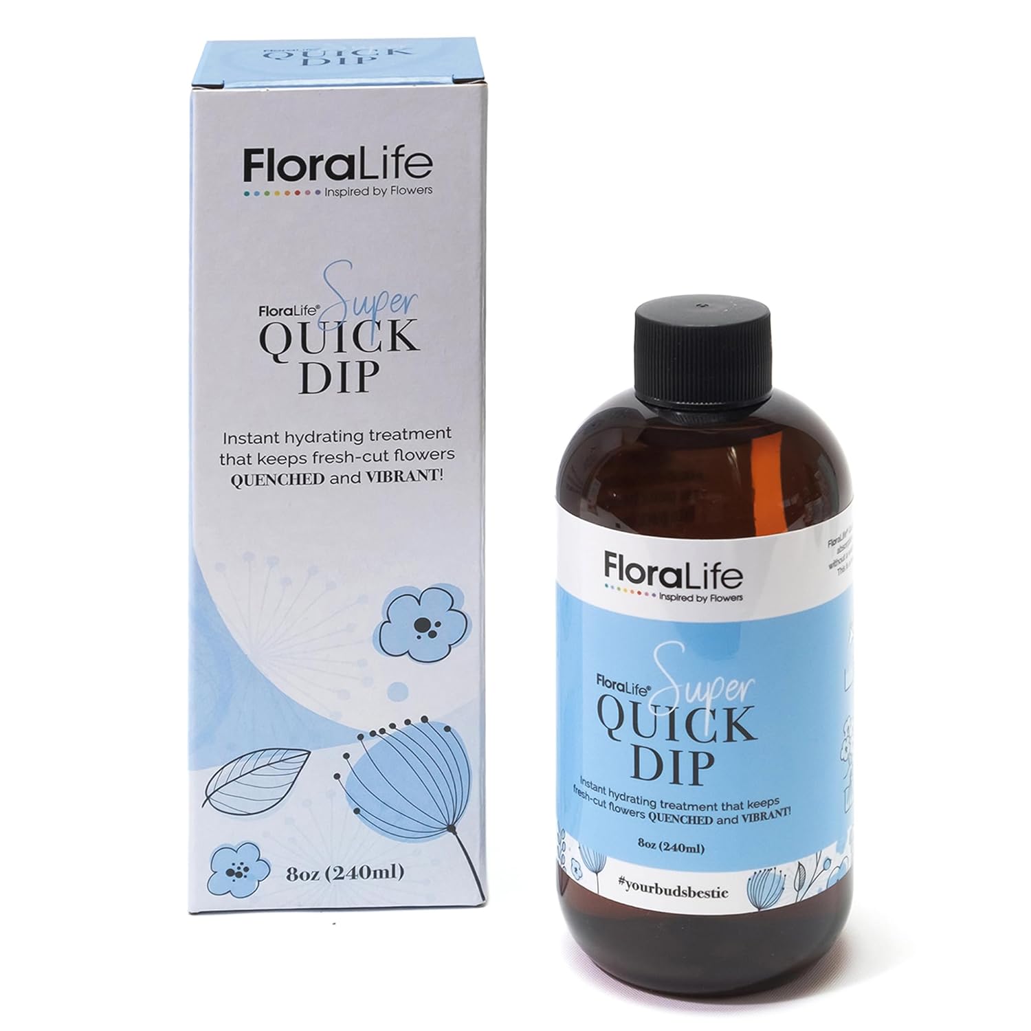 Floralife Quick Dip - Instant Hydrating Treatment Solution for Preserving Fresh-Cut Flowers - 8oz