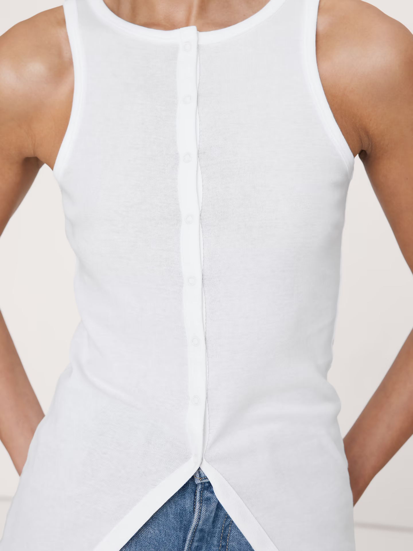 Banana Republic, Airy Cotton Snap-Front Tank