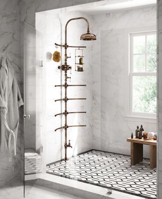 Cathpole & Rye Spine shower in aged brass