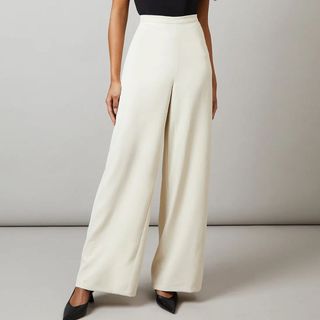 white wide leg trousers