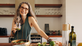 Woman cooking healthy food