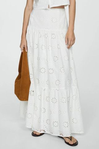 Mango Broderie anglaise cotton skirt