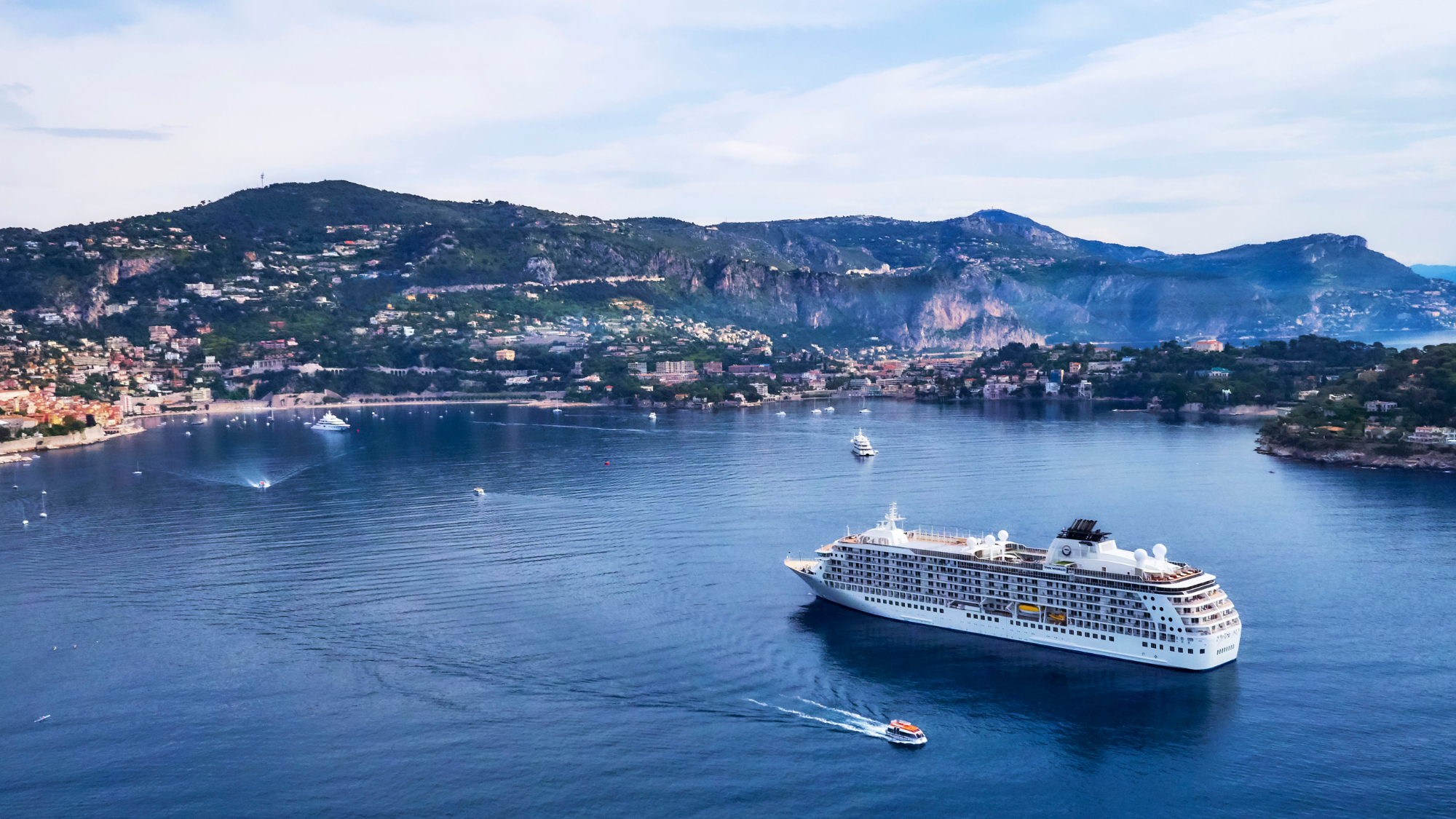 The World ship at sea in the Mediterranean 