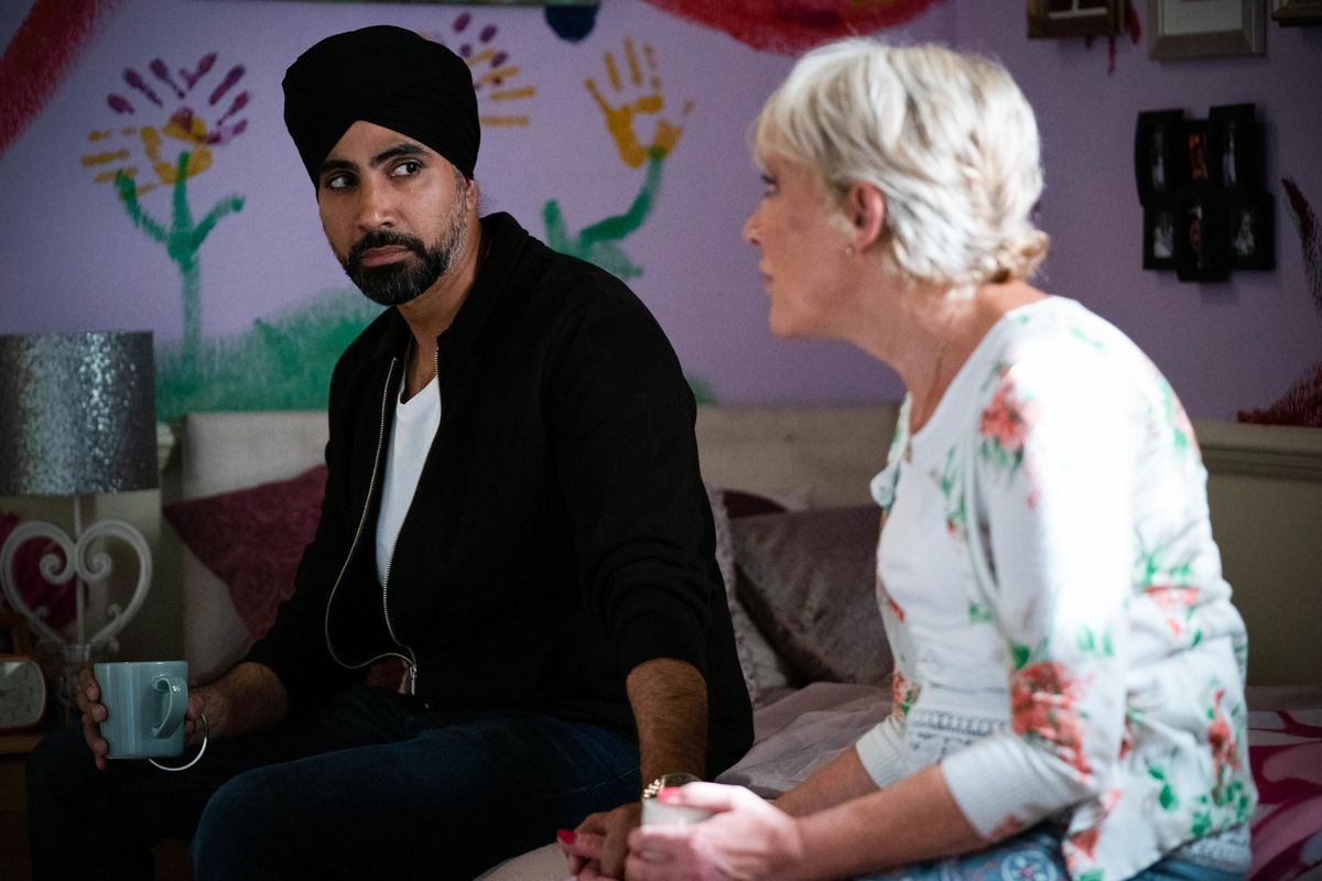 Kheerat Panesar and Jean Slater bond in EastEnders. 