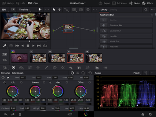 A screenshot from DaVinci Resolve for iPad