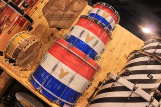 Close-up of some crazy SJC custom drums
