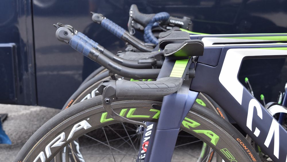 Andrey Amador had his cockpit setup about as low as the Canyon Speedmax allows