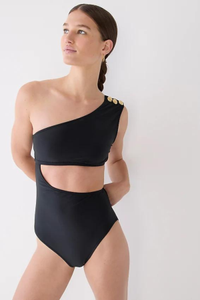 J.Crew Cutout One-Piece Full-Coverage Swimsuit with Buttons $118 $59 | J.Crew