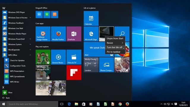 Customise tiles