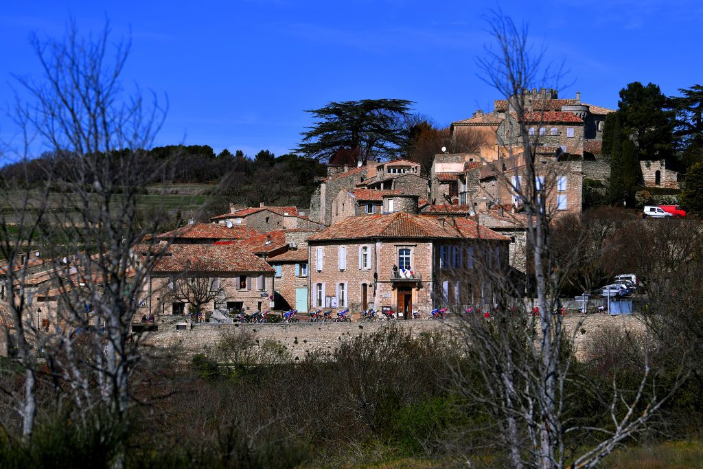APT FRANCE MARCH 13 Peloton Village Landscape during the 78th Paris Nice 2020 Stage 6 a 1615km stage from Sorgues to Apt 234m ParisNice parisnicecourse PN on March 13 2020 in Apt France Photo by Luc ClaessenGetty Images