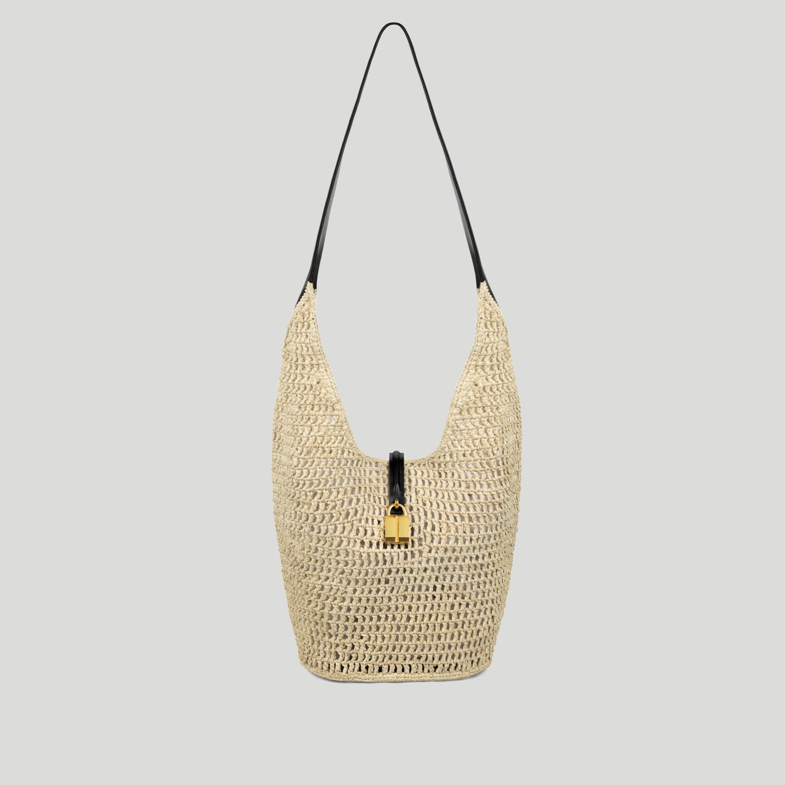 The Siena Crossbody | Natural Raffia &amp;amp; Black Smooth | Demellier