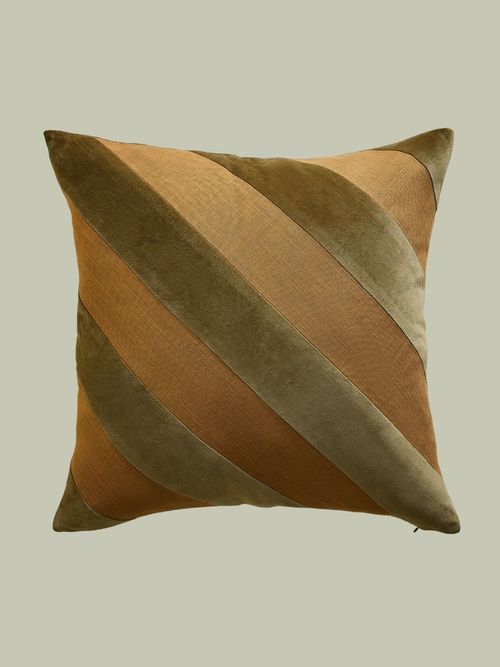 Pure Cotton Velvet Diagonal Stripe Cushion