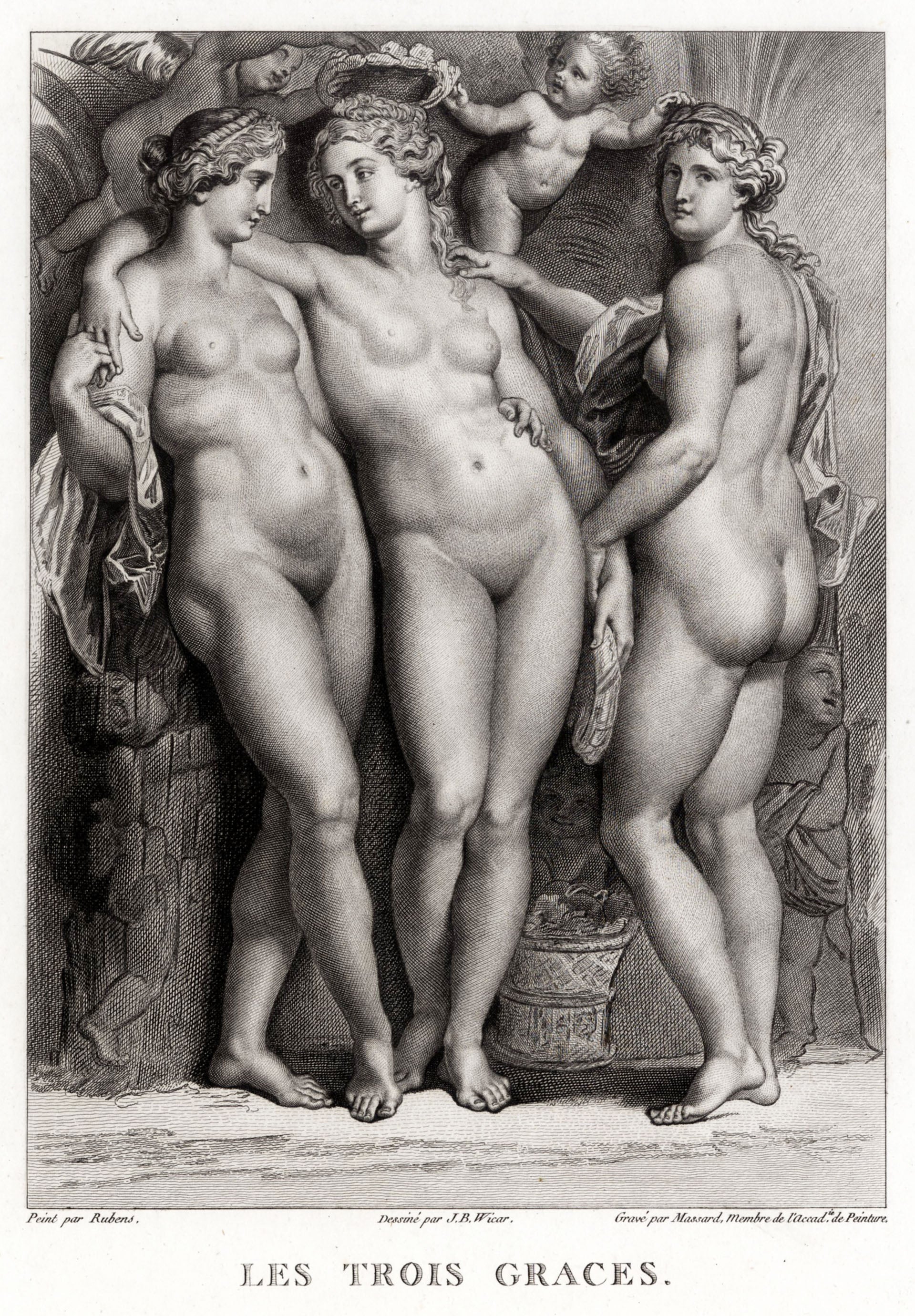&#039;les Trois Graces&#039; - an Exquisite Portrayal of Rubens&#039;s Mythical Goddesses, Framed