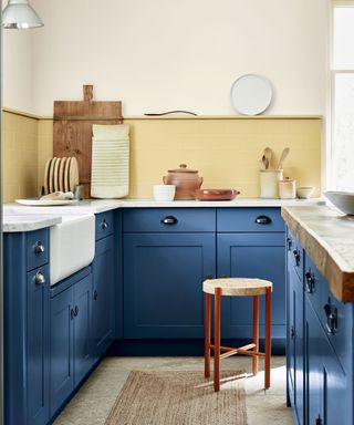 Small room with two tone kitchen cabinets