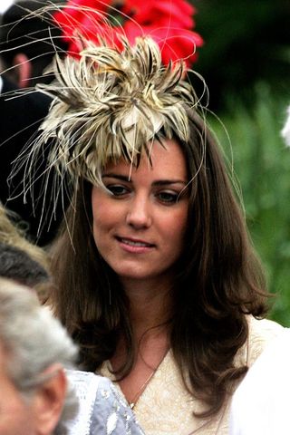 Kate Middleton wearing a fascinator in 2006.