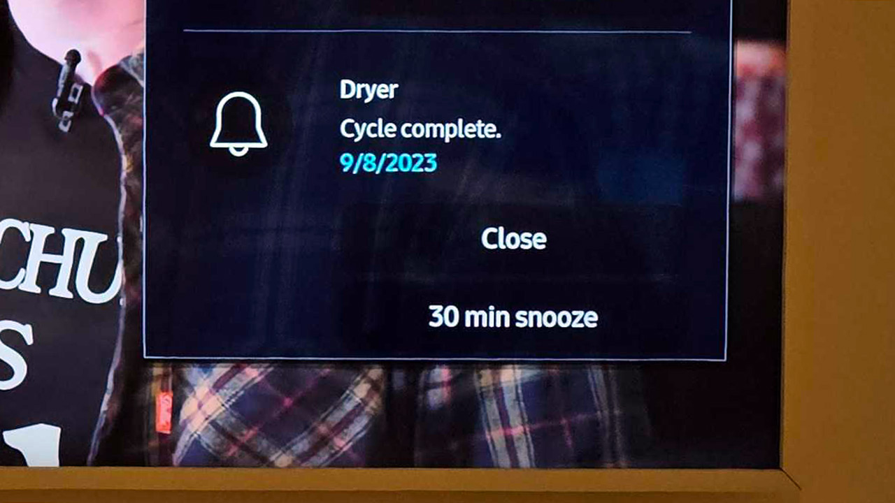 Samsung Bespoke AI Dryer on-screen notification